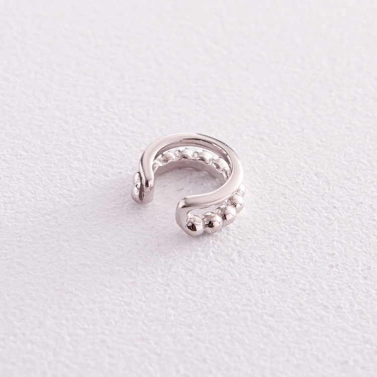 Серебряная серьга - каффа с шариками 123256 от ювелирного магазина Оникс - 1