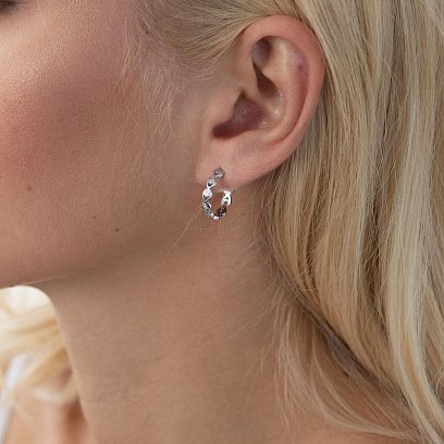 Серебряные серьги - пусеты с фианитами 4912 №3