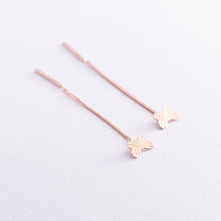 Золоті сережки-протяжки "Метелики" с01579 від ювелірного магазину Онікс - 2