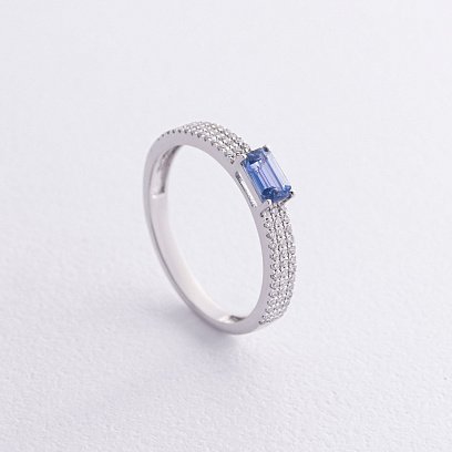 Золотое кольцо с бриллиантами и сапфиром кб0549sm