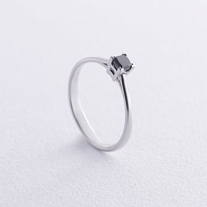 Заручальна каблучка з чорним діамантом (біле золото) 236401122