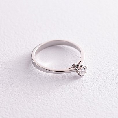 Помолвочное кольцо с фианитом (белое золото) к07170 №3