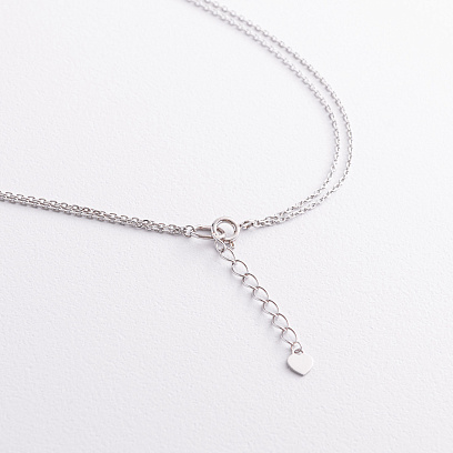 Двойное серебряное колье с фианитами 908-01278 №3