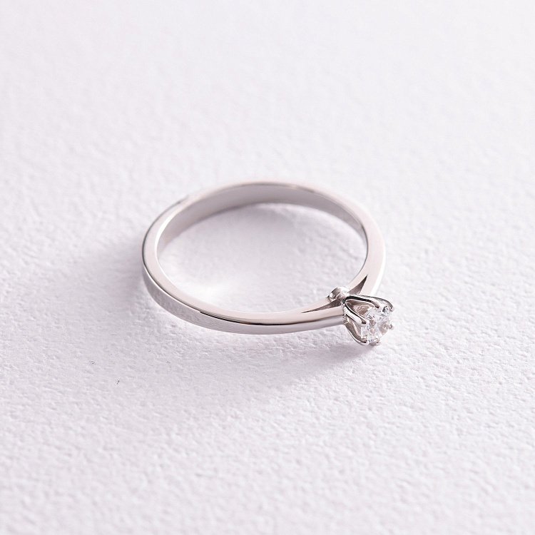 Помолвочное кольцо с фианитом (белое золото) к07170 - 2 Помолвочное кольцо с фианитом (белое золото) к07170 от ювелирного магазина Оникс - 2