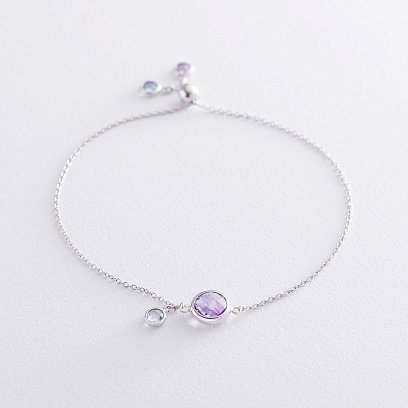 Золотий браслет (аметист, топаз) б04387