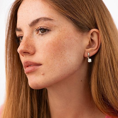 Срібні сережки з сердечками (фіаніти) 122891 №4