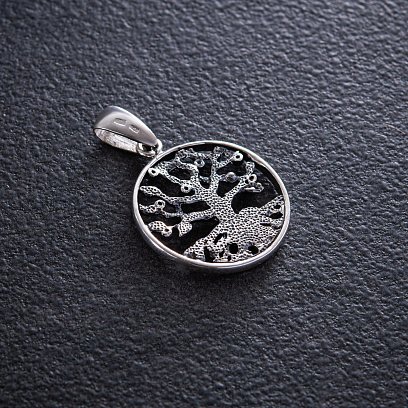Срібна підвіска "Дерево життя" (фіаніт) 132727 №5