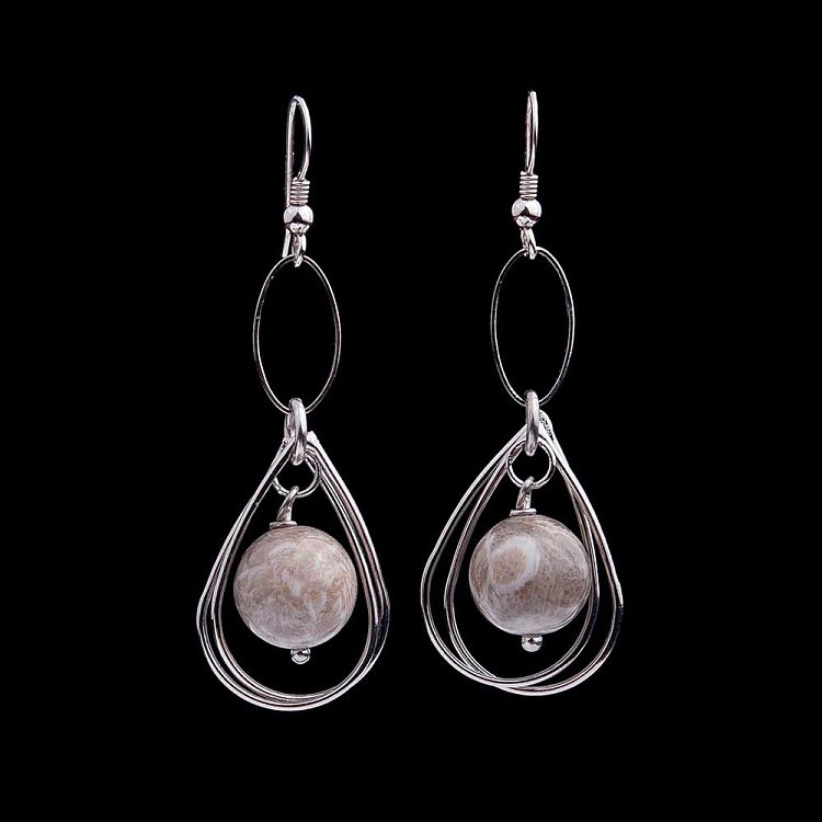 Серьги с кораллом 87с7*2e - 2 Серьги с кораллом 87с7*2e от ювелирного магазина Оникс - 2