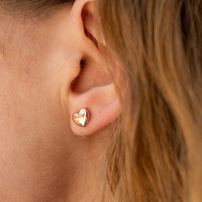 Золоті сережки-пусети "Сердечка" с06050 №5