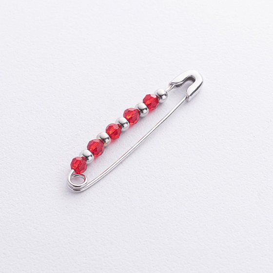 Серебряная булавка с красными камнями 20157 №3