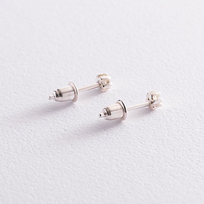 Серебряные серьги - пусеты с фианитами (3мм) 12658 №4