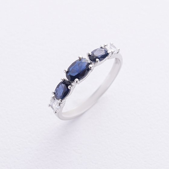 Серебряное кольцо с синт. сапфирами и фианитами 1722/1р-NSPH №3