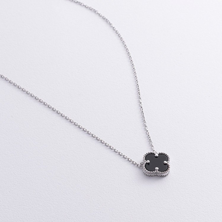 Срібне кольє "Конюшина" (онікс) 181307 від ювелірного магазину Онікс - 2