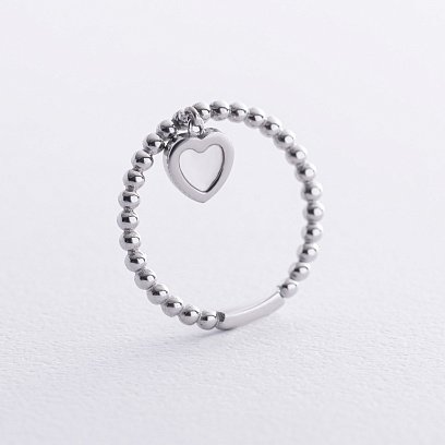 Кулькова золота каблучка "Сердечко" з перламутром к07952 №3