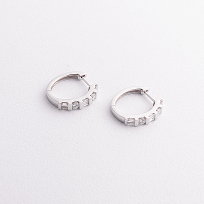 Золотые серьги - кольца (бриллианты) сб0641ca №2