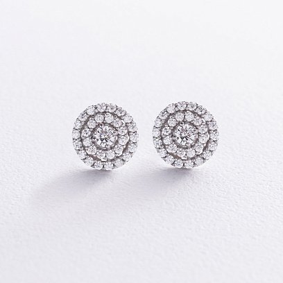 Серебряные серьги - пусеты с фианитами 911 №2