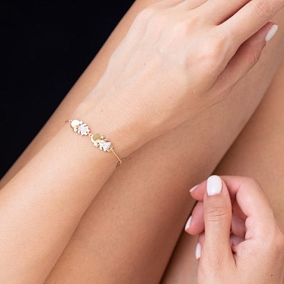 Золотой браслет "Две девочки" (фианит) б04107 №2