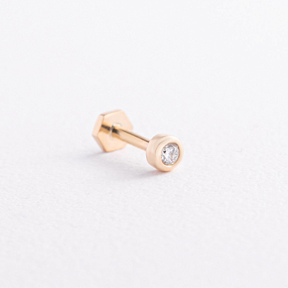Одиночная золотая серьга для хеликса (бриллиант) сб0686ca