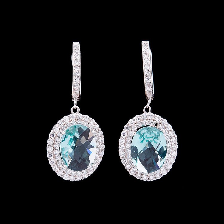 Серьги с фианитами голубого цвета с1 - 2 Серьги с фианитами голубого цвета с1 от ювелирного магазина Оникс - 2