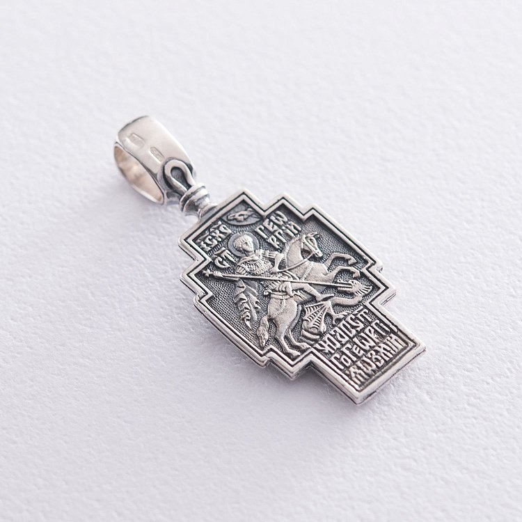 Срібний хрест "Розп'яття. Георгій Переможець" 132994 від ювелірного магазину Онікс - 1