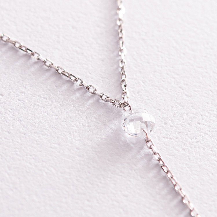 Серебряное колье - галстук с фианитами 181160 от ювелирного магазина Оникс - 2