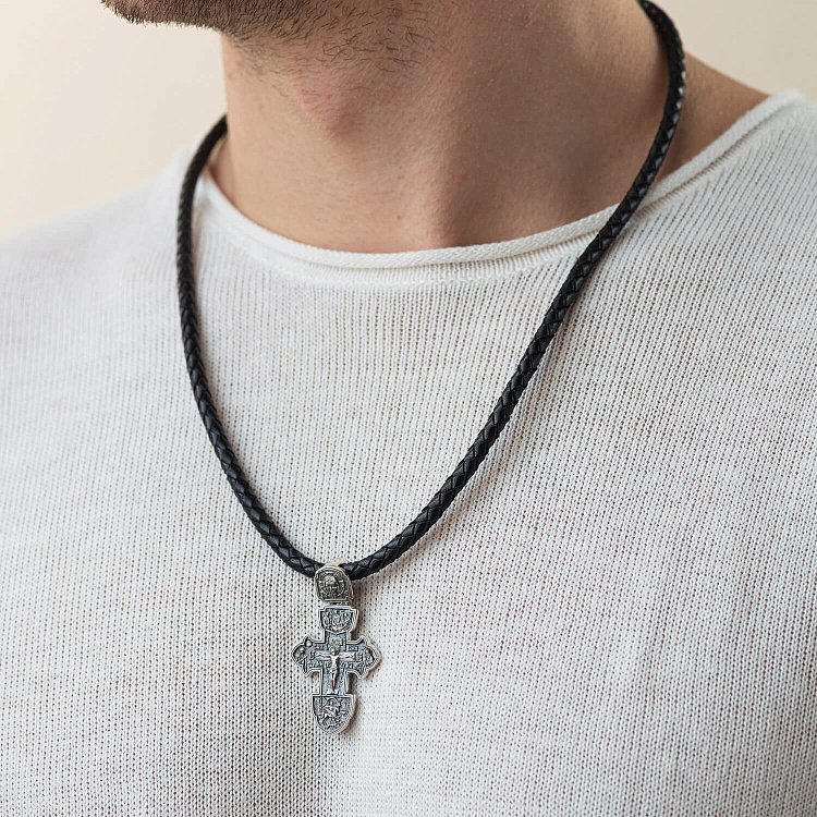 Срібний православний хрест (чорніння) 132735 від ювелірного магазину Онікс - 1