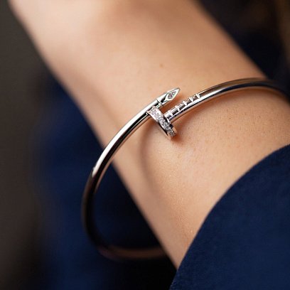 Браслет "Гвоздь" в белом золоте (фианиты) б05172 №4