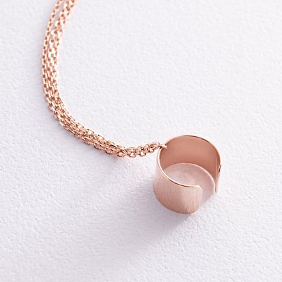 Серьга - каффа "Самолет" в красном золоте с цепочками с08386 №5