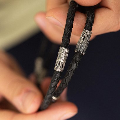 Кожаный шнурок с серебряной застежкой 535 №4