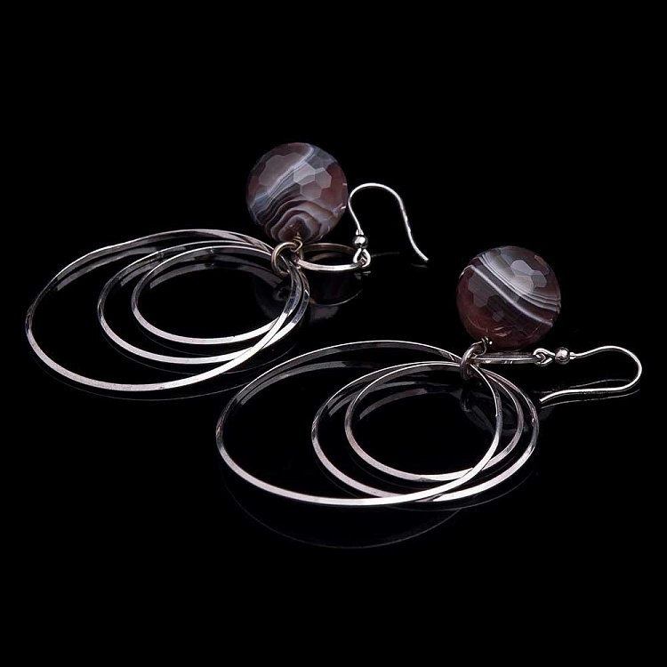 Сережки з агатом 245с24 - 1 Сережки з агатом 245с24 від ювелірного магазину Онікс - 1