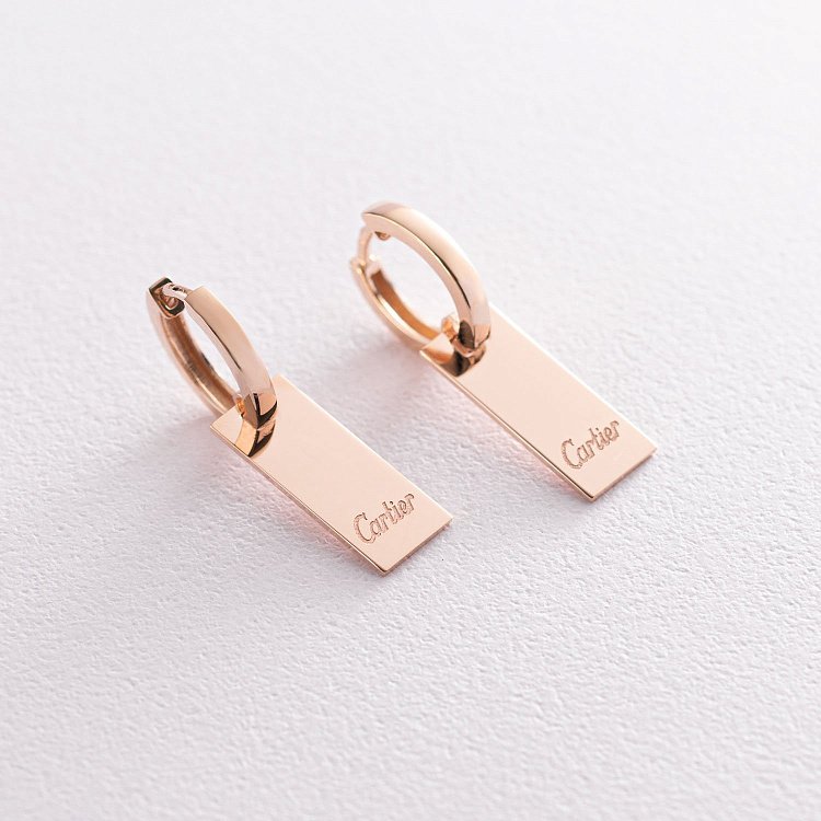 Сережки на застібці конго (червоне золото) с06079 від ювелірного магазину Онікс