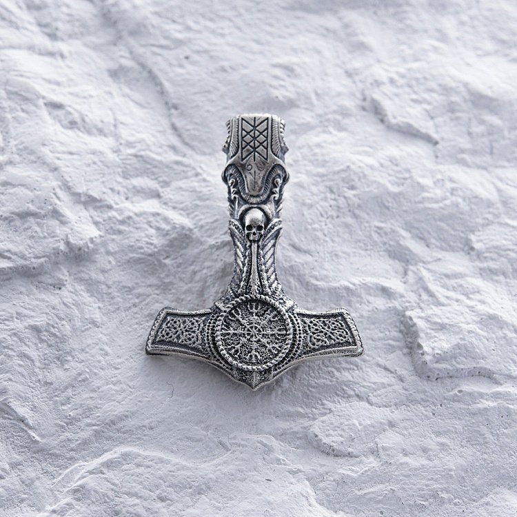 Серебряный кулон - молот "Шлем Ужаса с черепом" 7043 от ювелирного магазина Оникс - 10