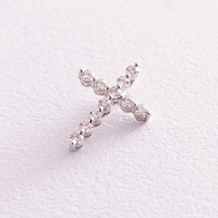 Золотой крестик с бриллиантами пб0087sl от ювелирного магазина Оникс