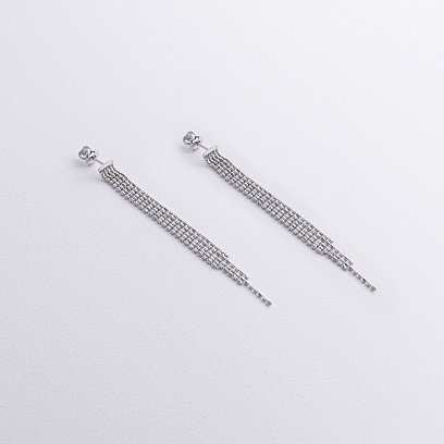 Серебряные серьги - пусеты с цепочками 902-01595 №5