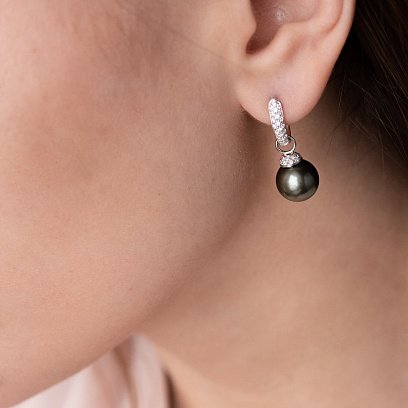 Золоті сережки з діамантами і перлами сб0370ca №4