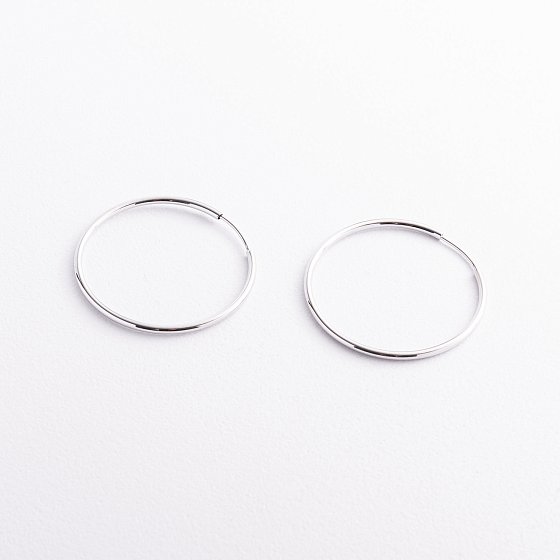 Серьги - кольца в белом золоте с09689 №3
