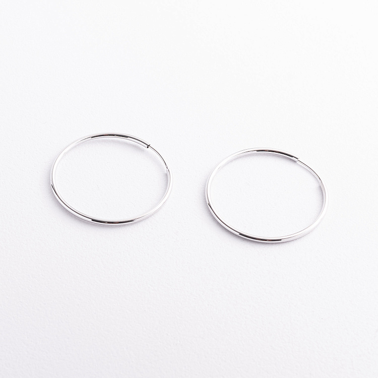 Серьги - кольца в белом золоте с09689 от ювелирного магазина Оникс - 1