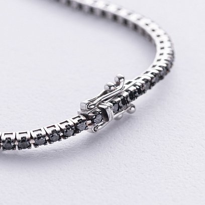 Браслет Теннис в белом золоте с черными и белыми бриллиантами 539261222 №5