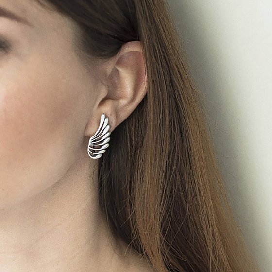Серебряные серьги " Крылья" 12112 №5