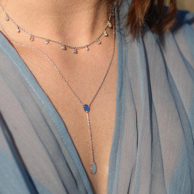 Подвійне золоте кольє "Дуальність" з фіанітами кол01388 від ювелірного магазину Онікс