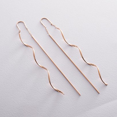 Золотые серьги - протяжки "Завиток" 580085 №2