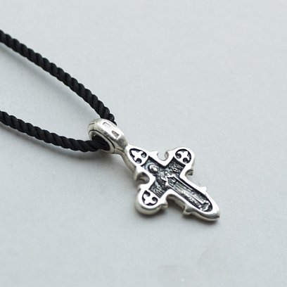 Срібний хрестик з розп'яттям (чорніння) 131726 №2