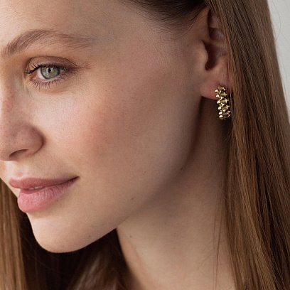 Сережки - кільця "Gemma" в жовтому золоті с08254 №2