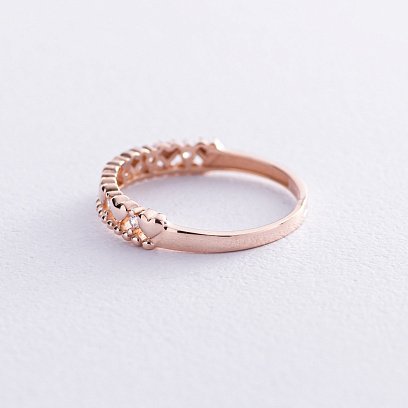 Золота каблучка "Сердечки" з фіанітами к07045 №5