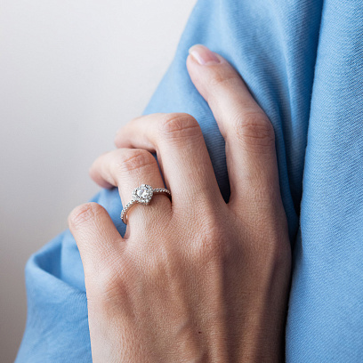 Серебряное кольцо "Сердечко" с фианитами 901-01568 №2