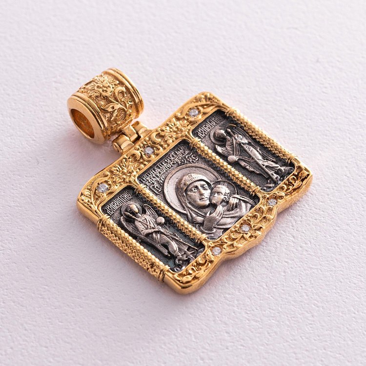 Срібна ікона "Касперівська Божа Матір - Архангел Михайло, Архангел Гавриїл" 133101 від ювелірного магазину Онікс