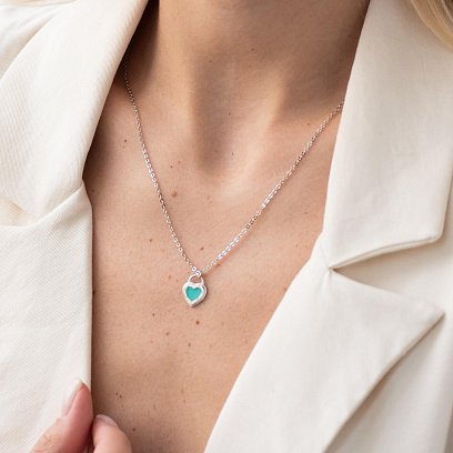 Серебряное колье "Сердечко" с эмалью 181192 №2