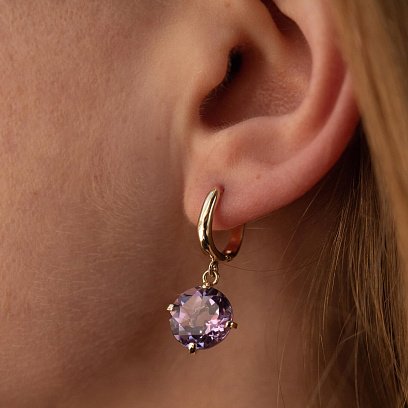 Золоті сережки "Захоплення" з аметистом с08527 №4