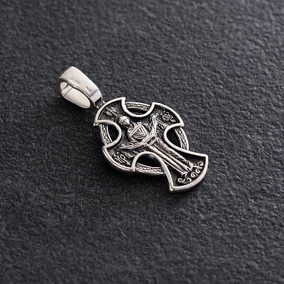 Срібний православний хрестик з чорнінням 132703 №3