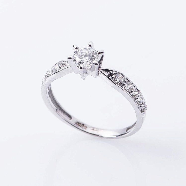 Золота заручальна каблучка з діамантами р0320б від ювелірного магазину Онікс - 2